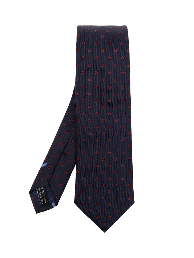 Salvatore Men's Silk Tie Navy - SALVATORE FERRAGAMO - BALAAN.