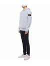 Logo Patch Cotton Fleece Hoodie Light Blue - STONE ISLAND - BALAAN 5