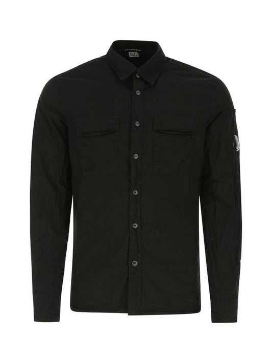 Lens Wappen Pocket Long Sleeve Shirt Black - CP COMPANY - BALAAN 1