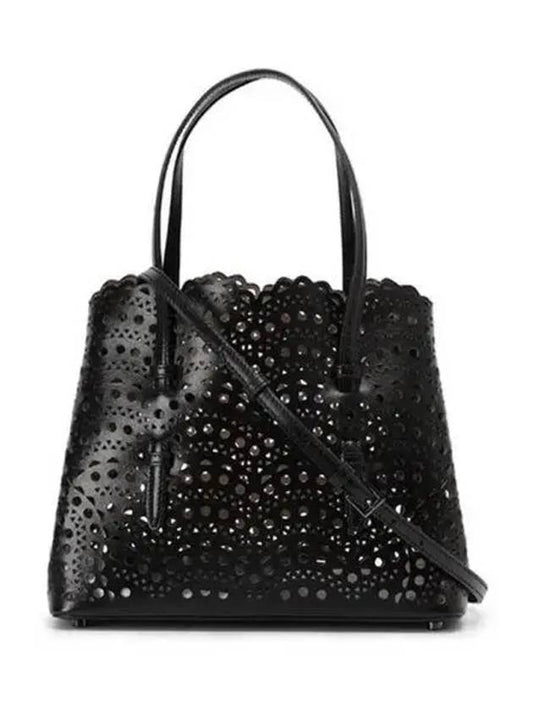 Mina 25 Wave Lux Calfskin Tote Bag Black - ALAIA - BALAAN 2