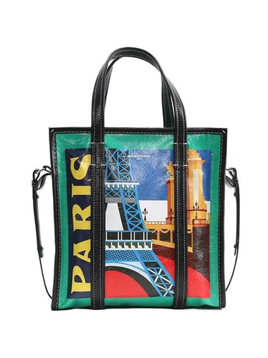 Bazar Paris Graphic Tote Bag Green - BALENCIAGA - BALAAN 1