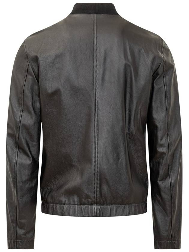 Men's Brand Tag Leather Jacket Black - DOLCE&GABBANA - BALAAN 3