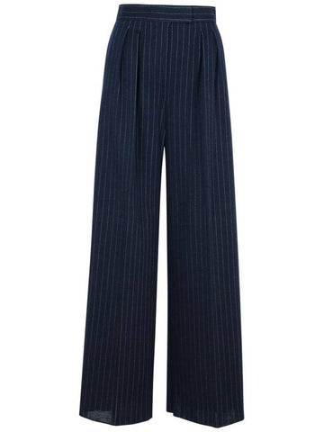 Max Mara 'Piroghe' Blue Virgin Wool Blend Pants - MAX MARA - BALAAN 1