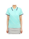 Women's Feline Knit Short Sleeve Polo Shirt Aruba Blue - J.LINDEBERG - BALAAN 2