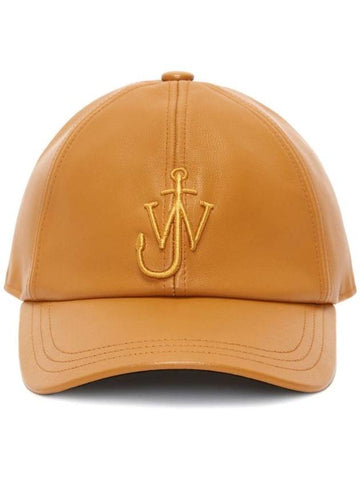 Embroidered Logo Leather Baseball Cap Mustard - JW ANDERSON - BALAAN 1