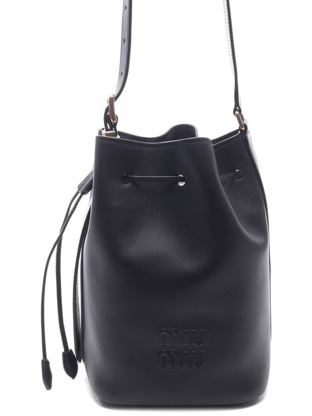 Logo Leather Bucket Bag Black - MIU MIU - BALAAN 2