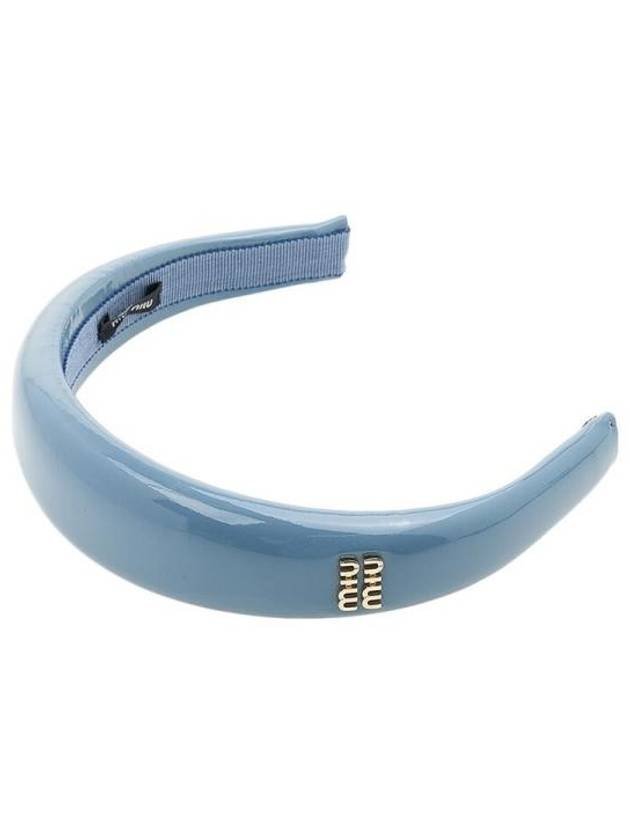 Logo Patent Leather Headband Astral Blue - MIU MIU - BALAAN 5