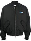 Embroidery Logo Bomber Jacket Black - OFF WHITE - BALAAN 1