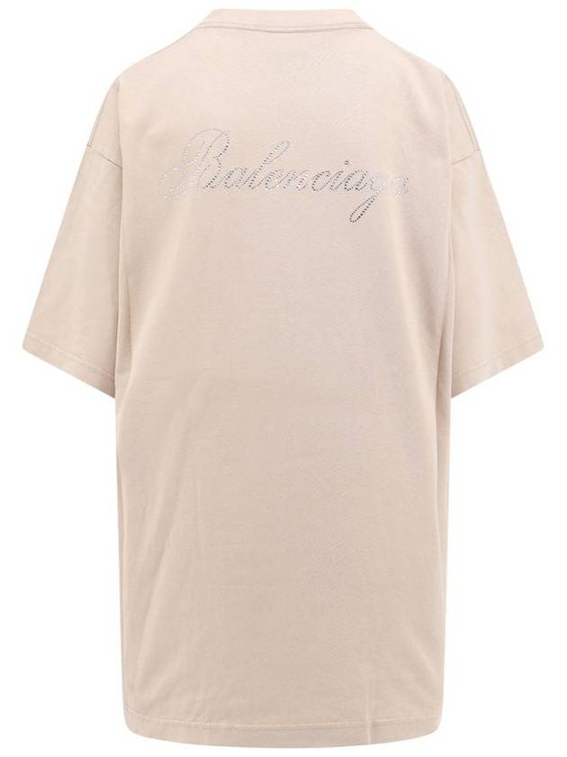 Logo Print Short Sleeve T-Shirt Beige - BALENCIAGA - BALAAN 3