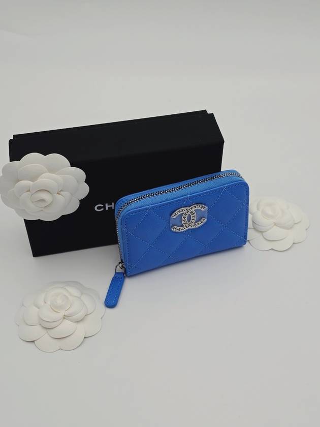 Caviar zipper card wallet season blue silver plate AP3830 - CHANEL - BALAAN 2