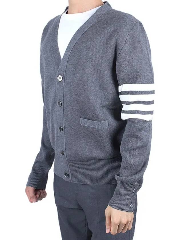 Milano Stitch 4-Bar Cardigan Medium Grey - THOM BROWNE - BALAAN 4