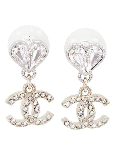 CC Logo Crystal Pendant Earrings Gold - CHANEL - BALAAN 1