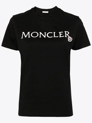 Moncler Women s Chest Logo Short Sleeve T Shirt Black 8C00006 829HP 999 - MONCLER - BALAAN 1