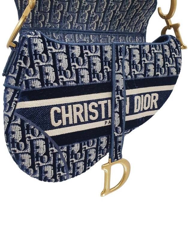 Women s M0446CWVF M928 Blue Oblique Velvet Saddle Hobo Shoulder Bag - DIOR - BALAAN 6