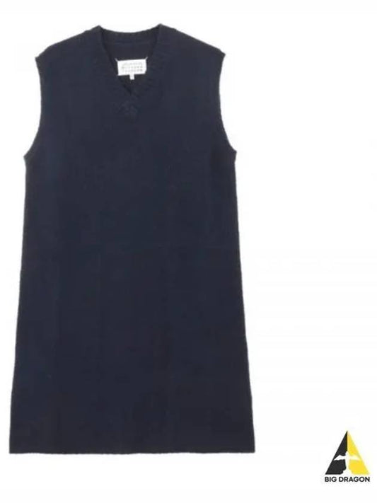 Women's V-neck Knit Midi Dress Blue - MAISON MARGIELA - BALAAN 2