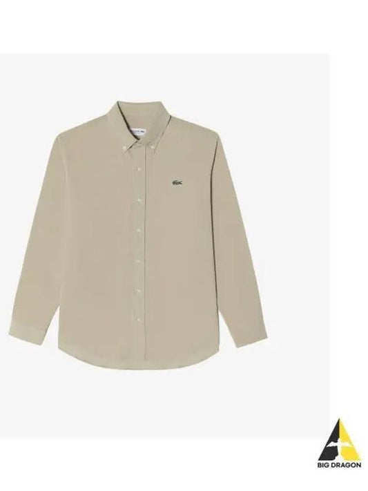 Men s Corduroy Solid Shirt Beige - LACOSTE - BALAAN 1