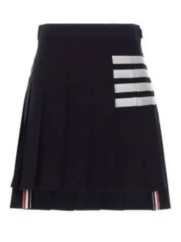 4 Bar Plain Weave Mini Pleated Skirt Navy - THOM BROWNE - BALAAN 2
