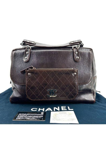 Caviar Quilted Silver Chain Boston Shoulder Bag Tote - CHANEL - BALAAN 1