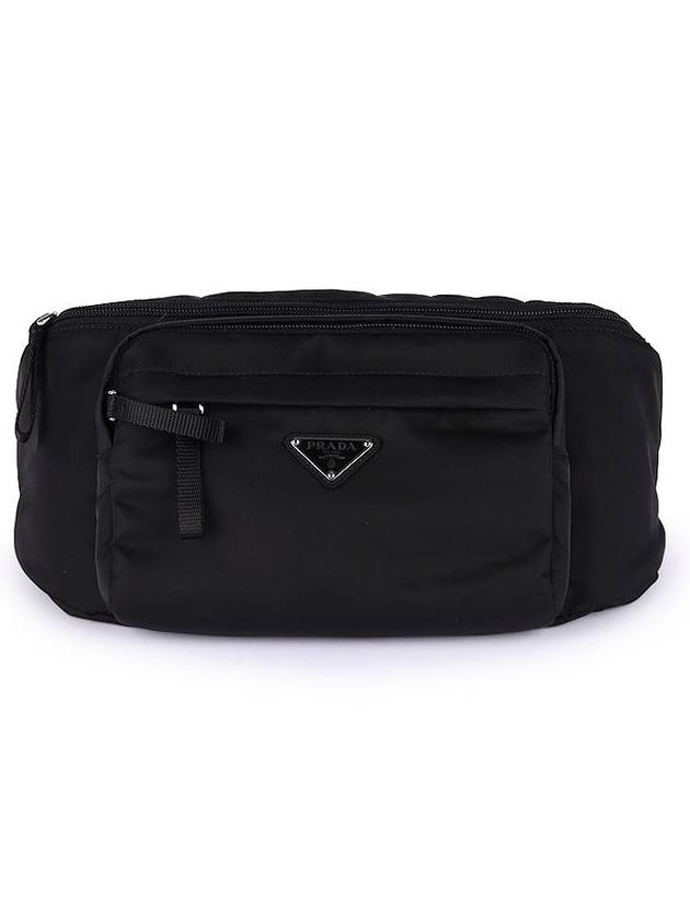 Testo Triangle Logo Nylon Belt Bag Black - PRADA - BALAAN 1