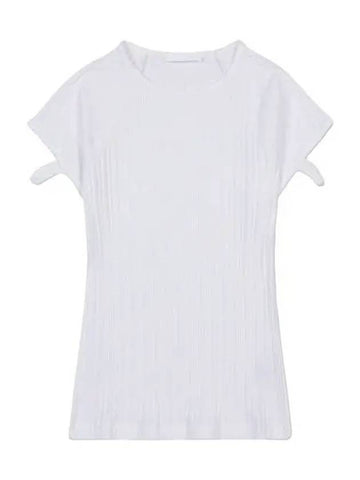 ribbed cut out short sleeve t shirt white - HELMUT LANG - BALAAN 1