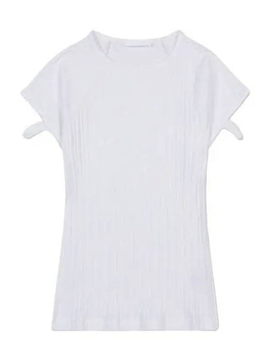 ribbed cut out short sleeve t shirt white - HELMUT LANG - BALAAN 1