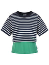 Striped Crop Layered T-Shirt MW4ME432 - P_LABEL - BALAAN 5