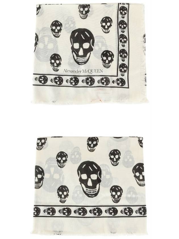 Skull Print Muffler Ivory - ALEXANDER MCQUEEN - BALAAN.