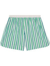 Logo Band Striped Cotton Short Pants Green - GANNI - BALAAN 2