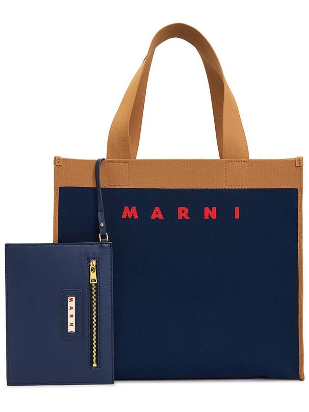 Colorblock Jacquard Tote Bag Navy - MARNI - BALAAN 2