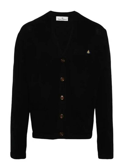 V Neck Cotton Cardigan Black - VIVIENNE WESTWOOD - BALAAN 2