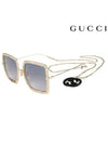 Chain Strap Sunglasses GG1033S 002 Square Metal Women's - GUCCI - BALAAN 3