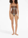 Women's Check Stretch Nylon One-Piece Swimsuit Burch Brown - BURBERRY - BALAAN 3