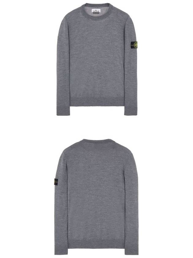 Logo Patch Round Neck Knit Top Grey - STONE ISLAND - BALAAN 6