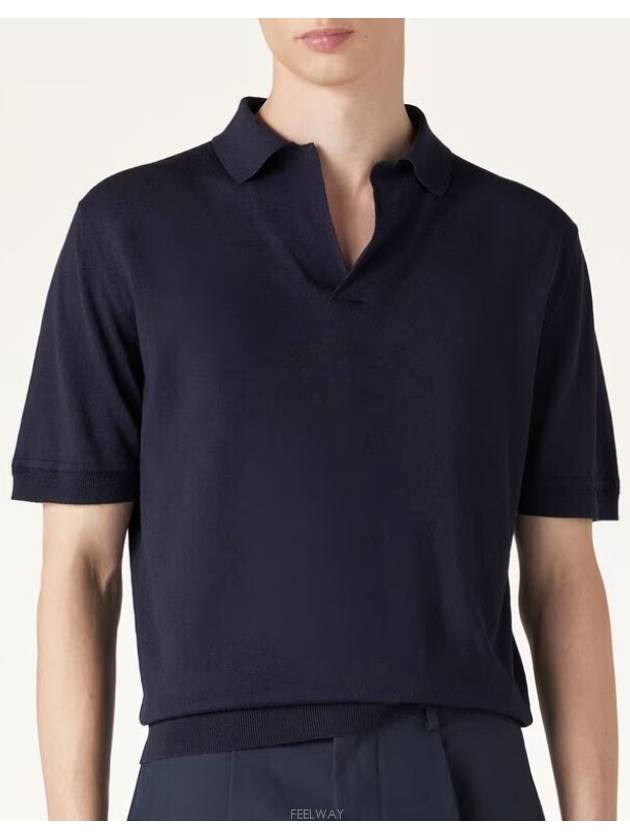 Ryome Silk Linen Polo Shirt Navy - LORO PIANA - BALAAN 2