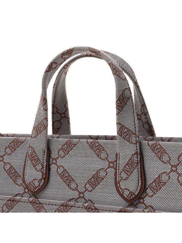 Gigi Large Empire Logo Jacquard Tote Bag Beige Brown - MICHAEL KORS - BALAAN 8