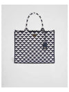 Large Symbol Embroidery Fabric Hand Tote Bag Baltic Blue Chalk White - PRADA - BALAAN 2