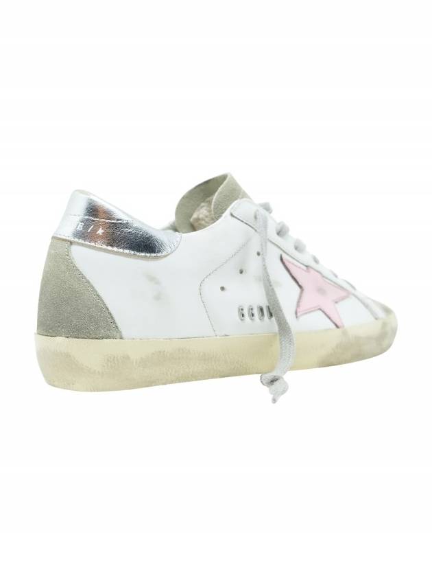 Women's Superstar Silver Heel Tab Pink Star Low Top Sneakers White - GOLDEN GOOSE - BALAAN 4