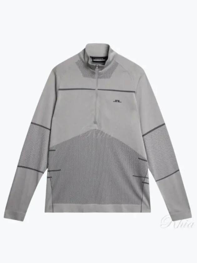 Jimmy Seamless Mid Layer Half Zip Sweater Light Grey Melange - J.LINDEBERG - BALAAN 2