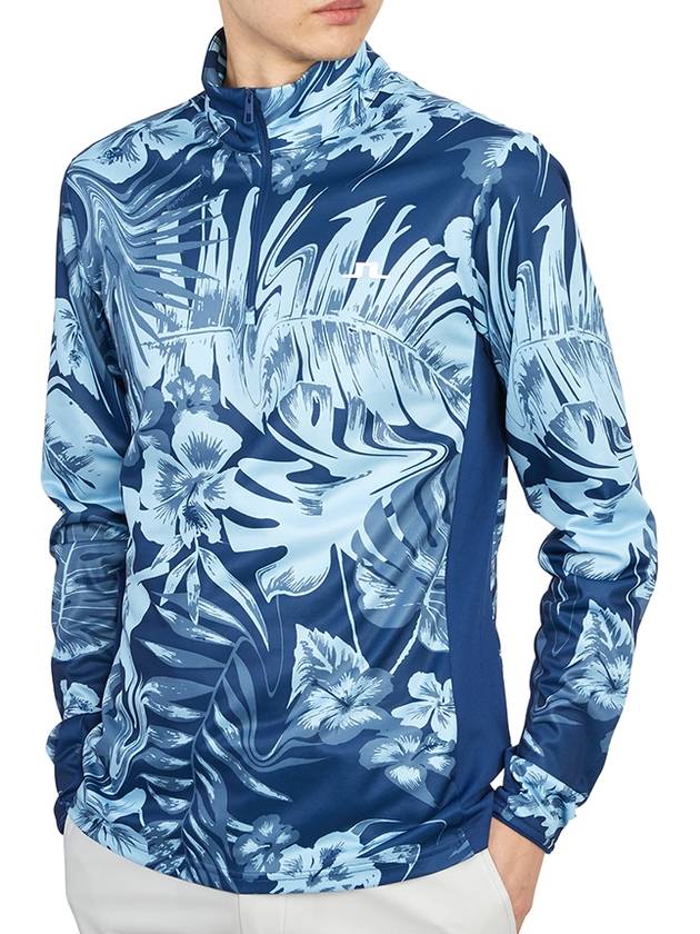 Emanuel Print Mid Layer Long Sleeve T-Shirt Blue - J.LINDEBERG - BALAAN 6