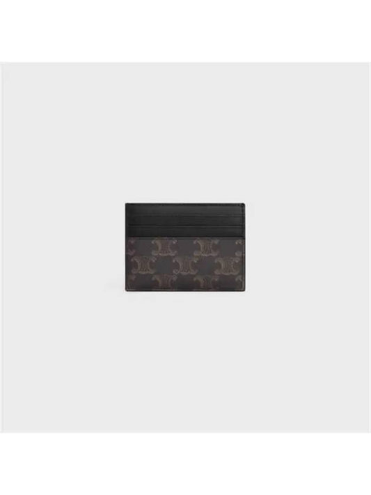 Triomphe Canvas Calfskin Large Card Wallet Black - CELINE - BALAAN 2