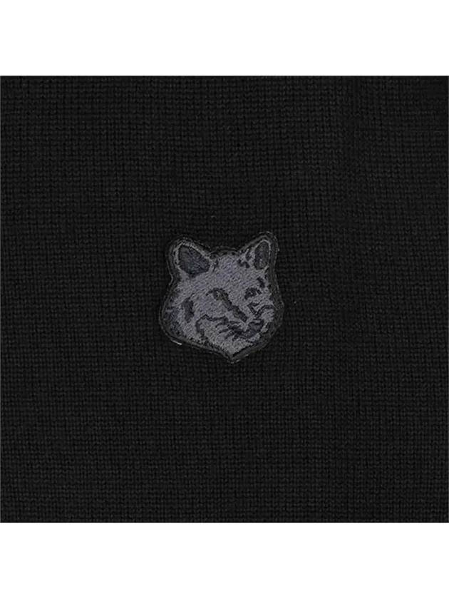 Bold Fox Head Patch V Neck Wool Cardigan Black - MAISON KITSUNE - BALAAN 7