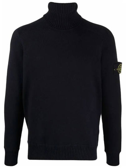 Waffen Patch Cotton Knit Turtleneck Navy - STONE ISLAND - BALAAN 2