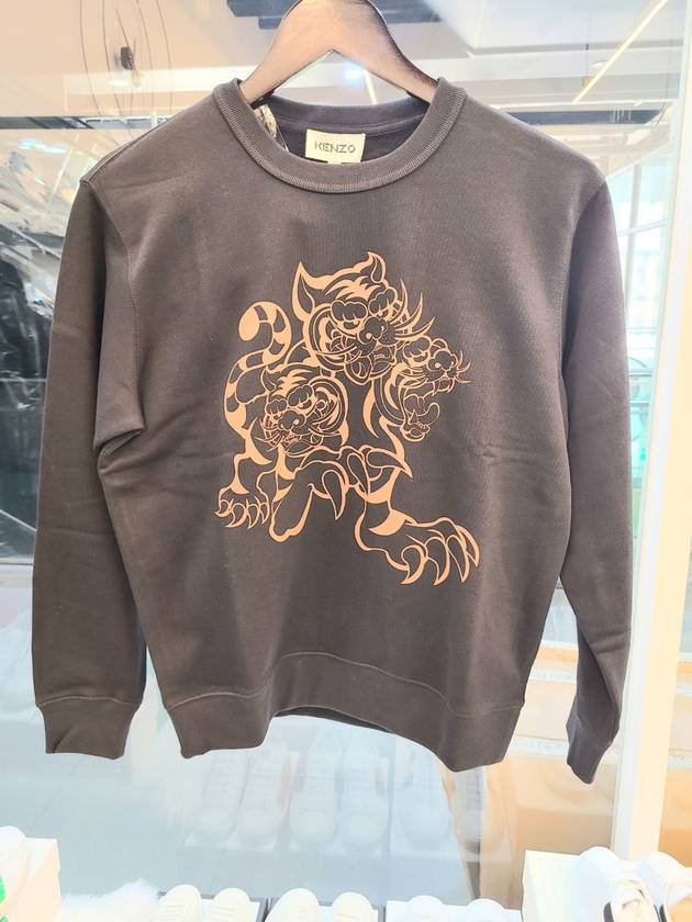 Three Tiger Print Sweatshirt Black - KENZO - BALAAN 6