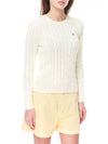 Embroidered Logo Pony Cable Knit Top Cream - POLO RALPH LAUREN - BALAAN 3