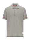 Lightweight Cotton Short Sleeve Polo Shirt Grey - THOM BROWNE - BALAAN 3