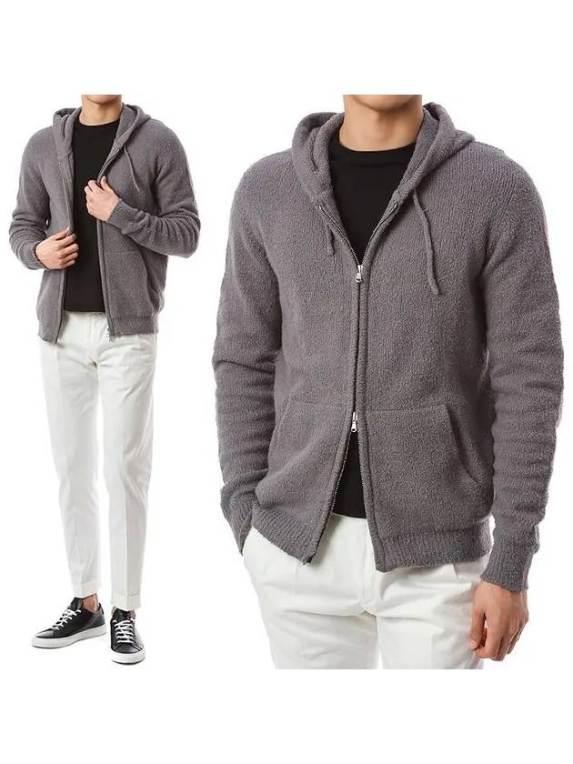 Soft Boucle Knit Zip-Up Hoodie Grey - ROBERTO COLLINA - BALAAN 2