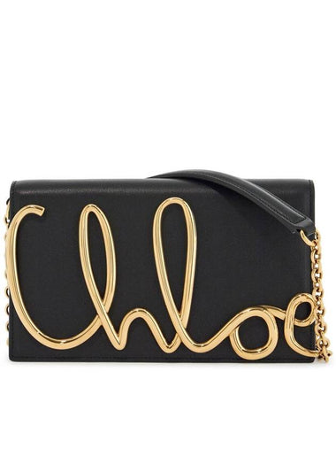 black leather bag with chain shoulder strap - CHLOE - BALAAN 1