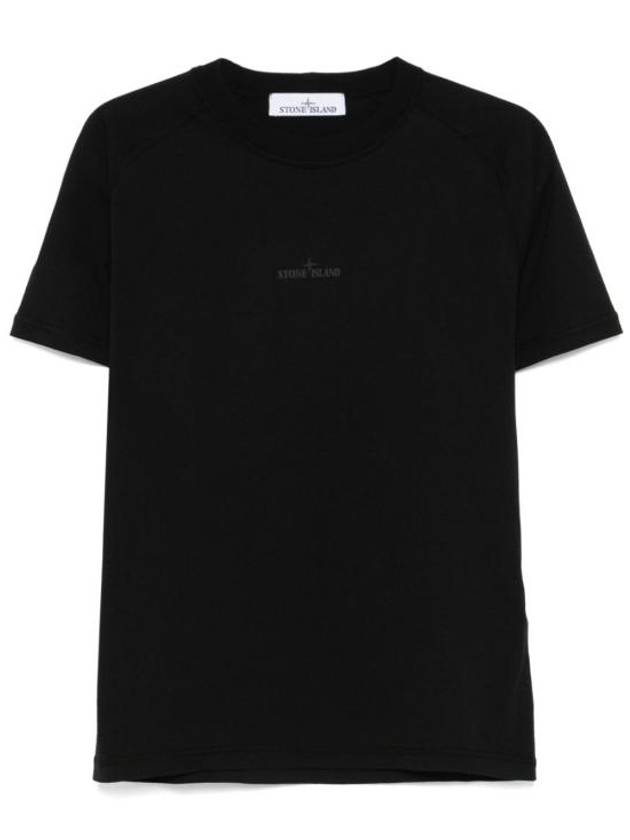 Logo Crew Neck Short Sleeve T-Shirt Black - STONE ISLAND - BALAAN 2