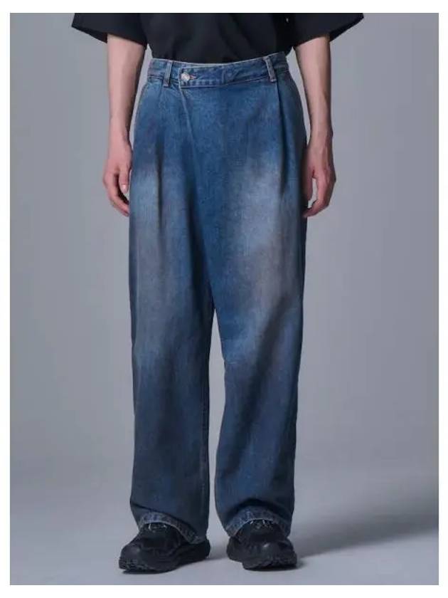 Oil washed denim one tuck wrap pants blue domestic product GM0024042267549 - JUUN.J - BALAAN 1