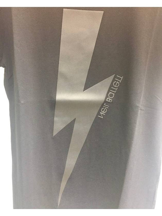 Men's Leather Thunder Patch Short Sleeve T-Shirt Black BJT455FH505P 0101 - NEIL BARRETT - BALAAN 2